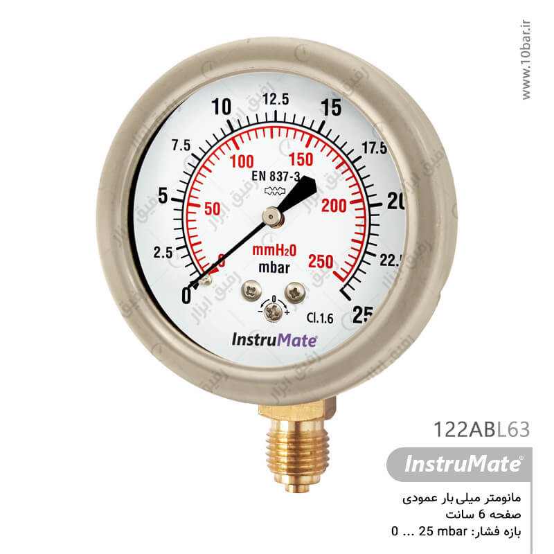 مانومتر میلی بار InstruMate صفحه 6 سانت مدل 122AB