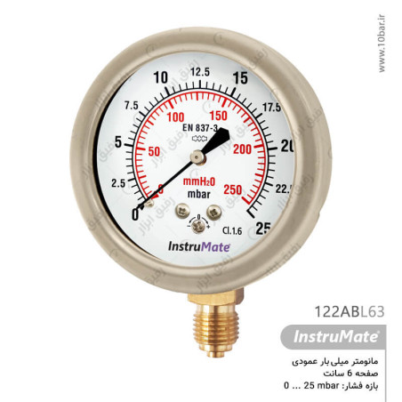 مانومتر میلی بار InstruMate صفحه 6 سانت مدل 122AB