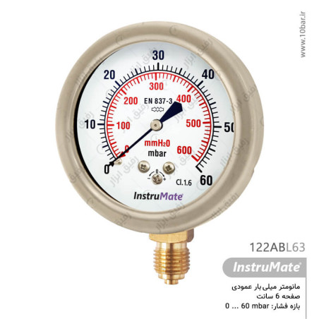 مانومتر میلی بار InstruMate صفحه 6 سانت مدل 122AB