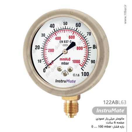 مانومتر میلی بار InstruMate صفحه 6 سانت مدل 122AB