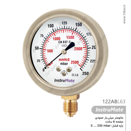 مانومتر میلی بار InstruMate صفحه 6 سانت مدل 122AB