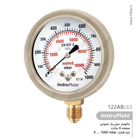 مانومتر میلی بار InstruMate صفحه 6 سانت مدل 122AB