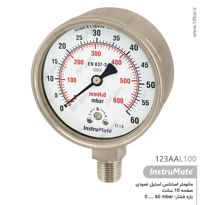 مانومتر میلی بار تمام استیل SS316