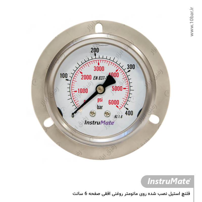 فلنچ استیل فشارسنج روغنی InstruMate صفحه 6 سانت افقی