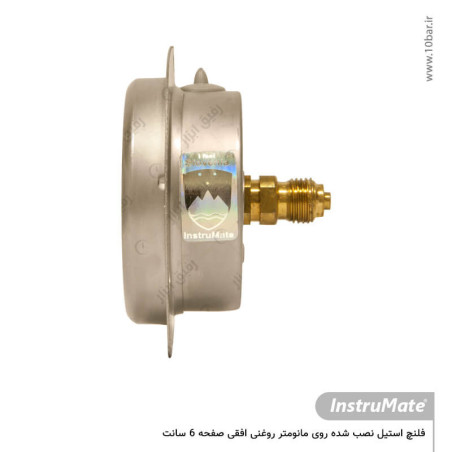 فلنچ استیل فشارسنج روغنی InstruMate صفحه 6 سانت افقی